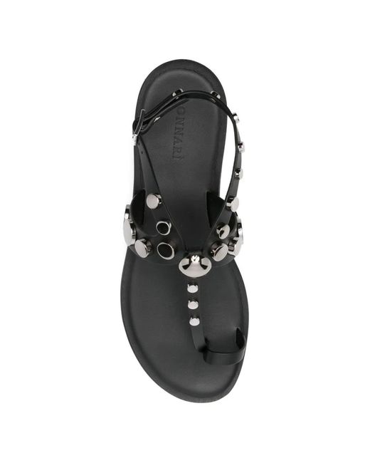DONNARì Black Studded Flat Sandals