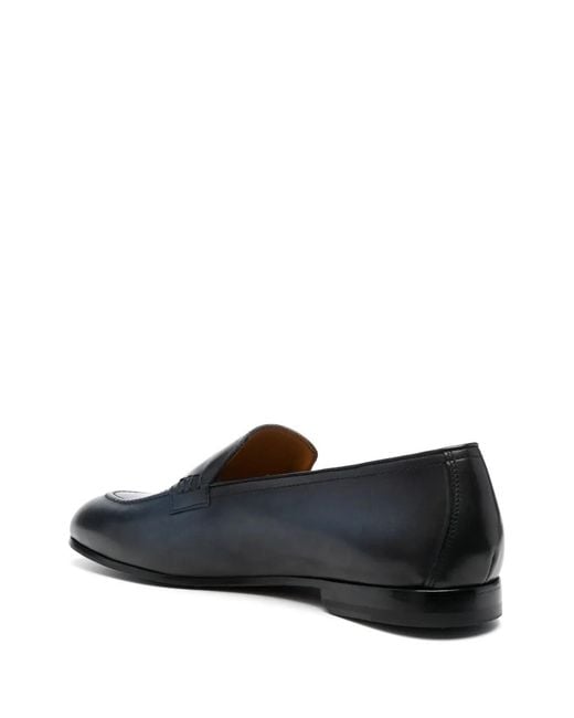 Doucal's Gray Flat Leather Loafers for men
