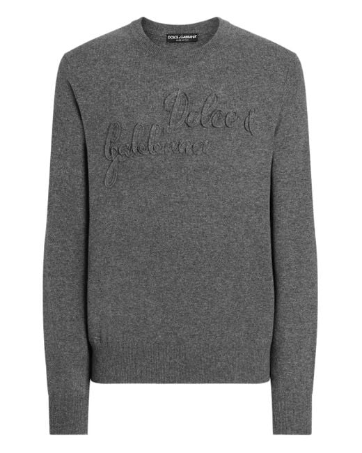 Dolce & Gabbana Gray Logo-Detail Sweater for men