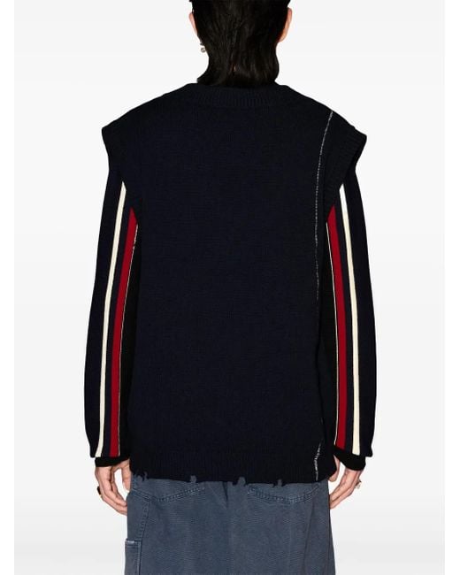 Ambush Black Raw-Cut Knitted Wool Vest for men