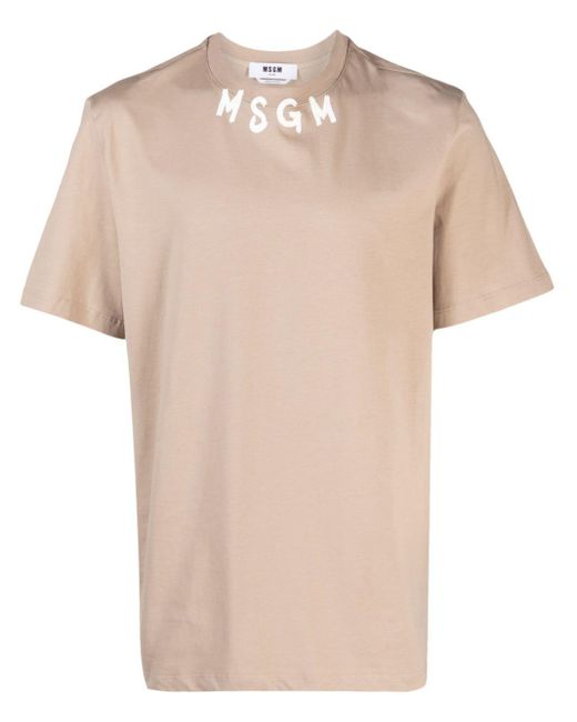 MSGM T-Shirt mit Logo-Print in Natural für Herren