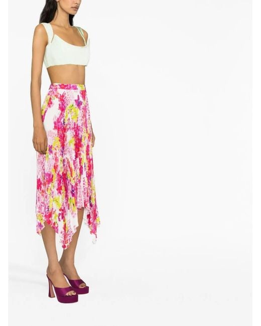Falda Plisada Con Estampado Floral Versace de color Multicolor