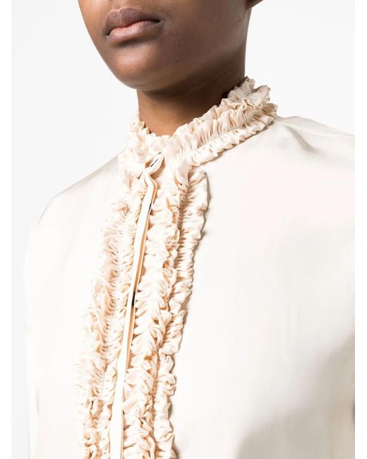 Jil Sander White Ruffle-Trim Blouse