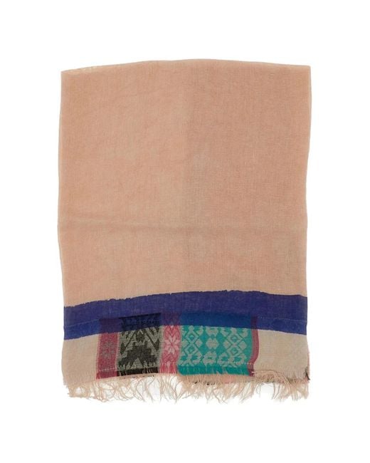 Exquisite J Blue Patterned Frayed Scarf