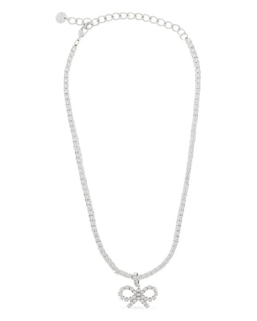 Self-Portrait White Bow-Motif Tennis Necklace