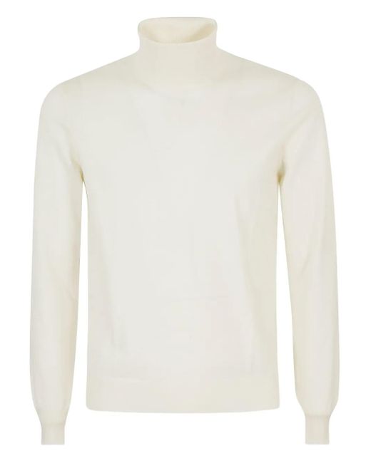 Tagliatore White High-Neck Wool Sweater for men