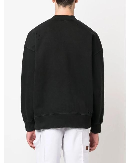 Palm Angels Black Distressed Burning Logo-print Sweatshirt for men
