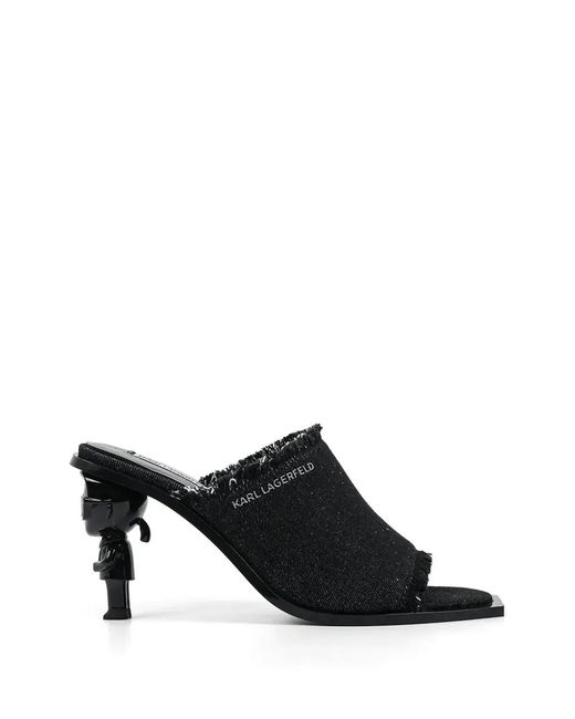 Karl Lagerfeld Black Ikonik Frayed Sandals