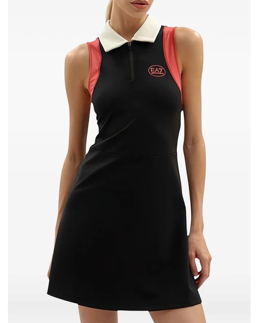 EA7 Black Robe Courte À Logo Imprimé Et Col Zippé