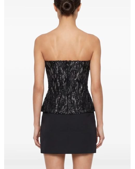 GIUSEPPE DI MORABITO Black Sequin-Embellished Corset Top
