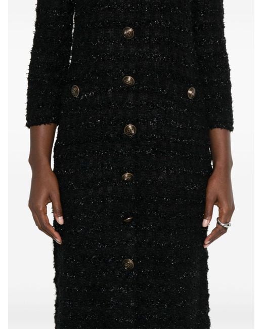 Balenciaga Black Tweed-Kleid mit Knöpfen
