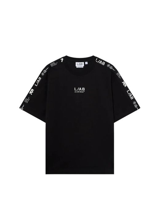 LAB C.O. OFF WHITE Black Logo-Print T-Shirt for men