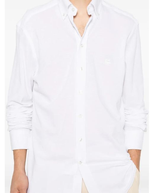 Etro White Pegaso-Embroidered Shirt for men