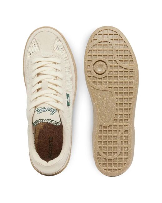 Lacoste White Mesh-Panel Sneakers
