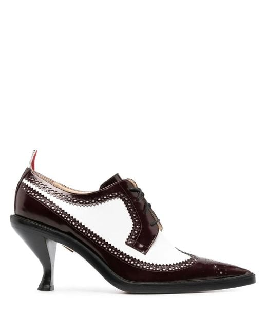 Thom Browne Black Soft Spazzolato Longwing Spectator Brogue Shoes Heel 75Mm