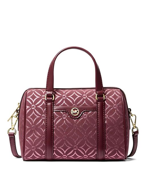 Michael Kors Purple Small Metallic-Logo Jacquard Crossbody