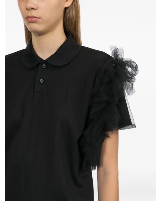 Noir Kei Ninomiya Black Ruffled Polo Shirt
