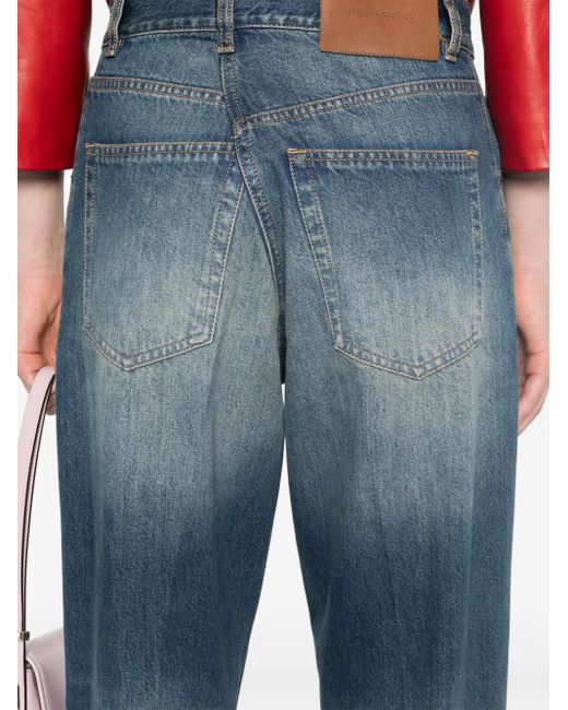 Victoria Beckham Blue Fold Detail Boyfriend Jeans