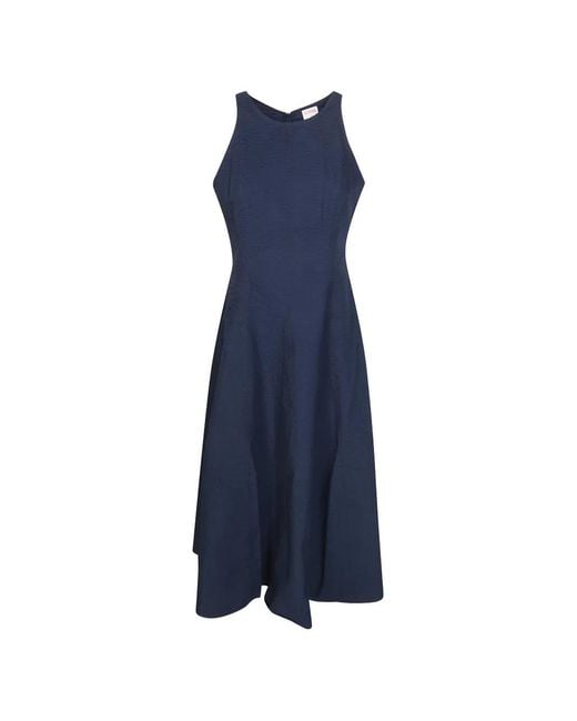 Sun 68 Blue Seersucker Cotton Maxi Dress