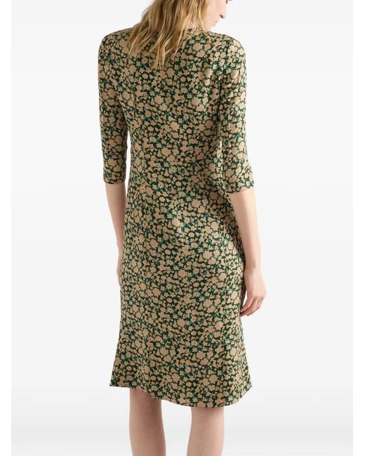 Prada Green Embroidered Printed Sable Dress