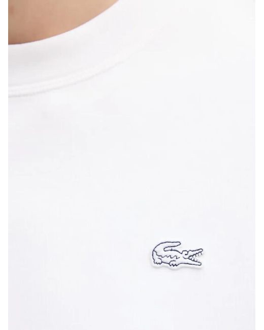 Lacoste White Crew-Neck Logo Sweatshirt
