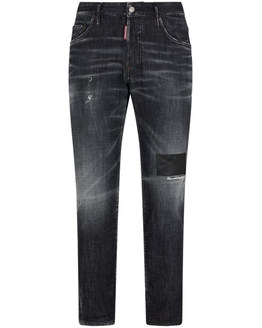 DSquared² Blue Patch-detail Faded Skinny Jeans for men
