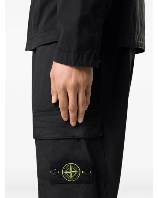 Stone Island Black Pantalon Cargo À Patch Logo for men