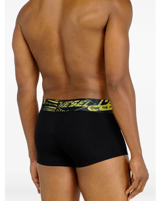 DIESEL Black Lot De Trois Boxers En Coton À Taille Logo for men