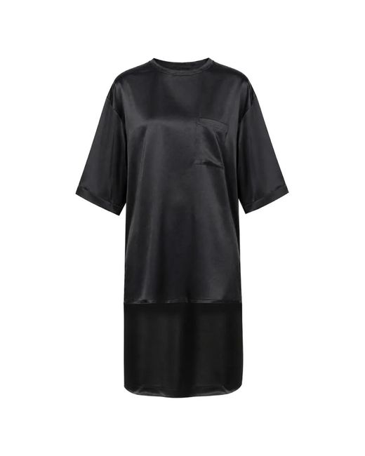 DARKPARK Black Tara Satin-Finish Asymmetric Blouse