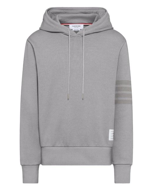 Thom Browne Gray Loopback Four-Bar Hoodie for men