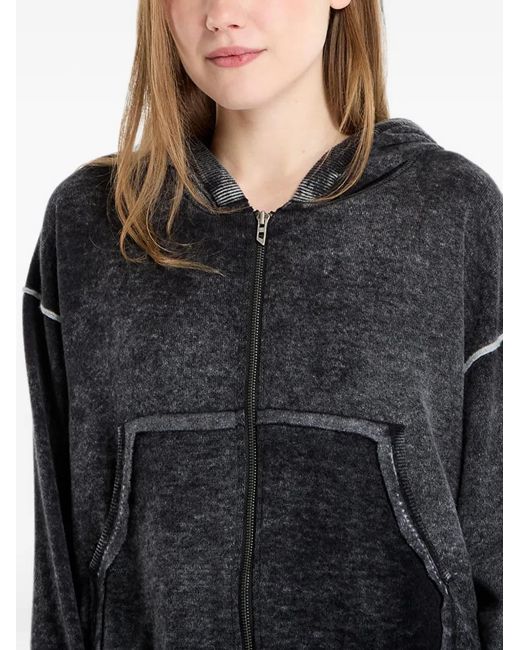 DIESEL Black Reverse-Print Hooded Cardigan