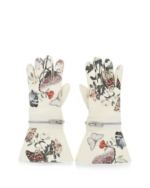 Undercover White Modular-Printed Leather Gloves