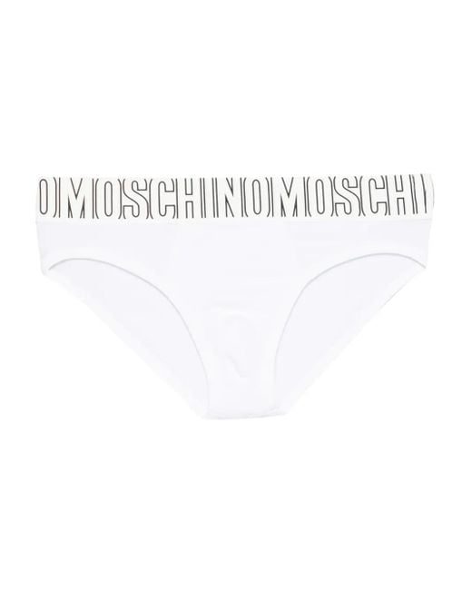 Moschino White Logo-Waistband Briefs for men