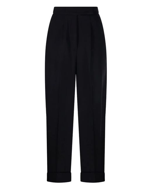 Max Mara Black Cropped Wool Trousers