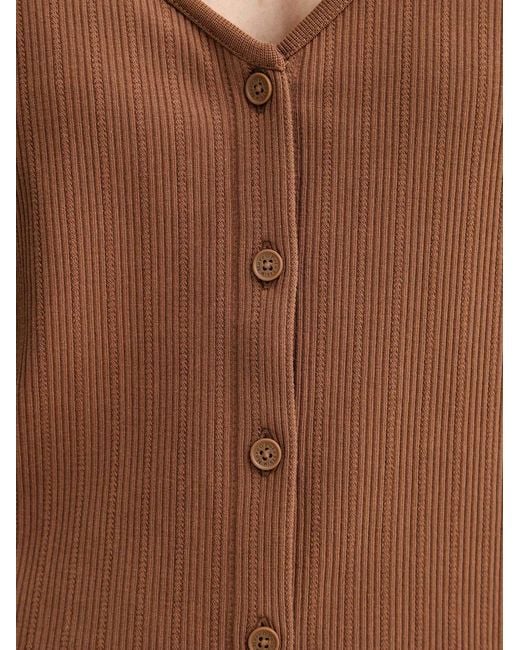 Marc O' Polo Blue Ribbed-Knit V-Neck Cardigan