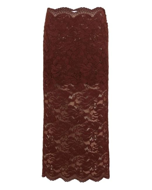 Rabanne レース フローラル スカート Brown