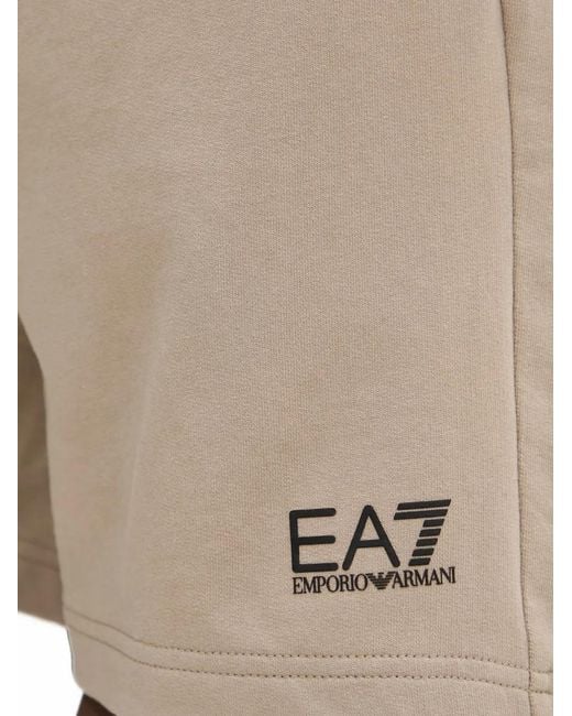 EA7 Natural Logo-Print Elasticated-Waist Shorts for men