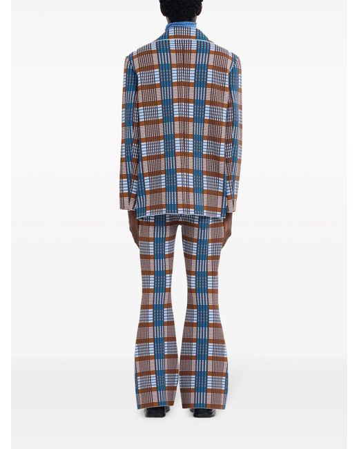 Marni Blue Plaid-Check Single-Breasted Blazer for men