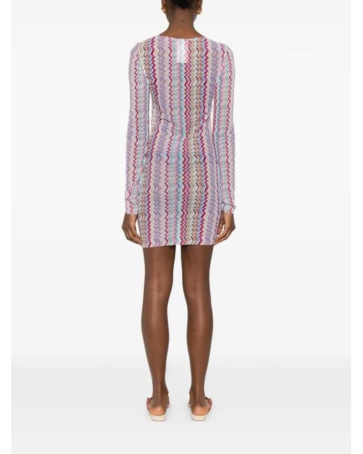 Missoni Pink Chevron-Pattern Mini Dress