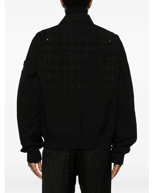 Rick Owens Black Blixa Harness-Detail Cargo-Pockets Bomber Jacket for men