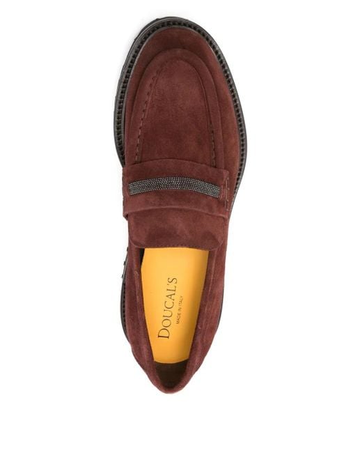 Doucal's Brown Chain-Embellishment Loafers
