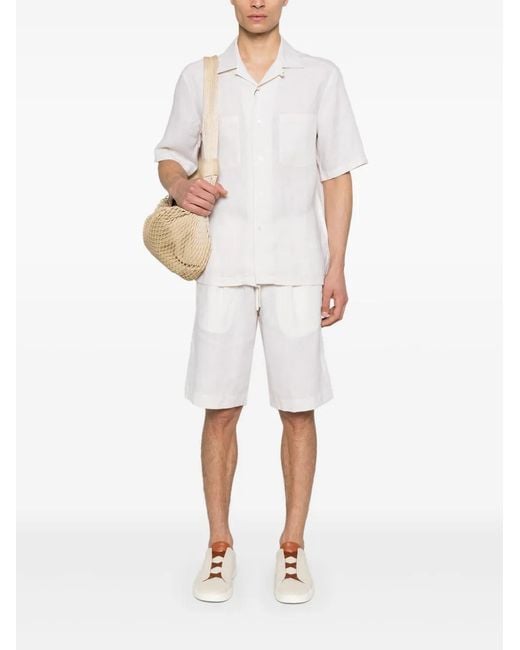 Herno White Linen Shorts for men