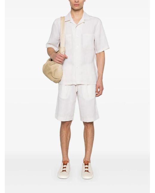 Herno White Linen Shorts for men