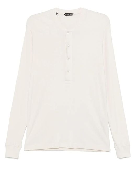 Tom Ford Ribbed Henley Top in White für Herren