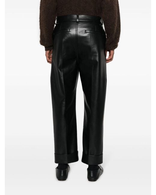 Nanushka Black Straight-leg Leather Trousers for men