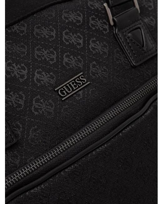 Guess Black Boston Monogram-Print Holdall Bag for men