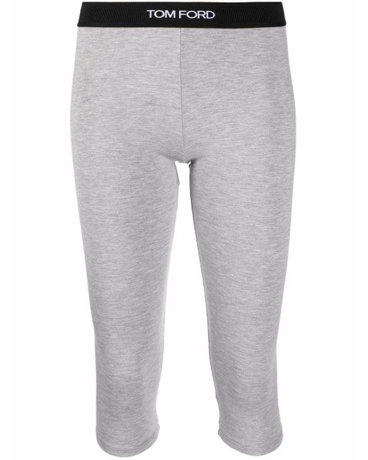 Tom Ford Logo-waistband Cropped leggings in Grey (Gray) - Lyst