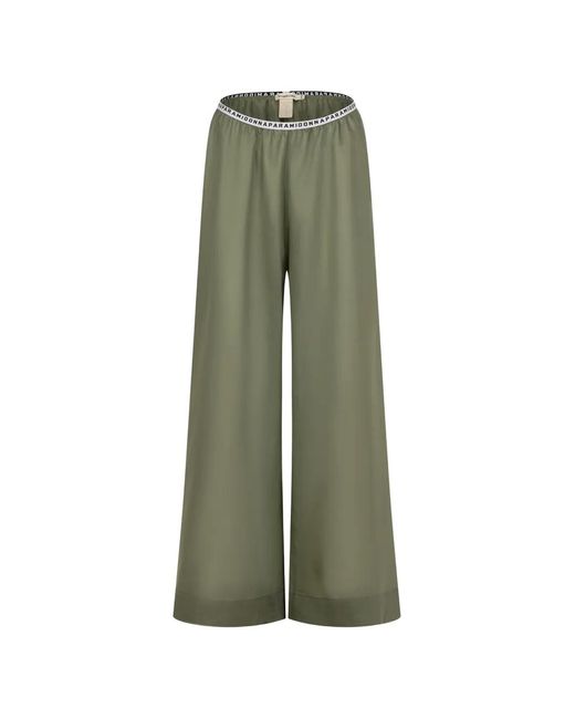 Paramidonna Green Tessa Logo-Waistband Beach Trousers