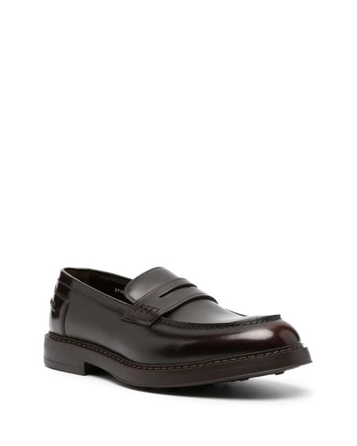 Doucal's Black Round-Toe Leather Loafers for men