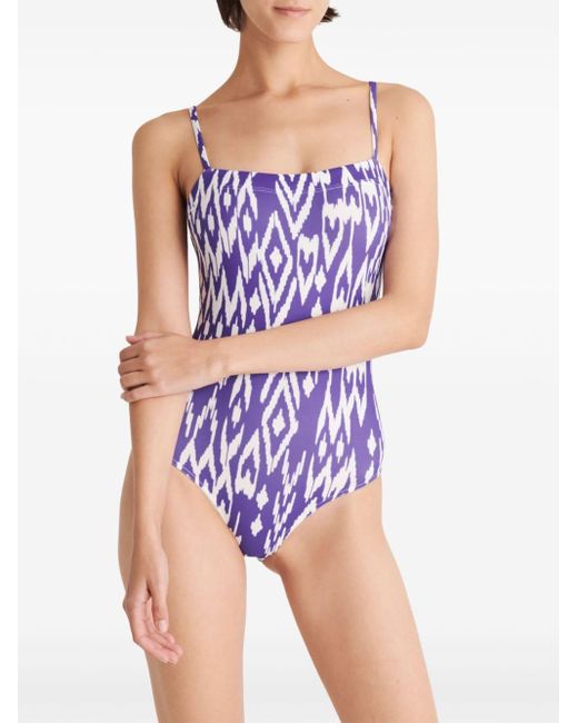 Eres Purple Cloud Geometric-print Swimsuit
